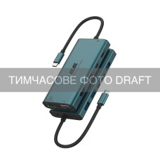 2E 2E Hub USB-C > 3xUSB-A/2xUSB-C PD/2xHDMI/VGA/3.5mm Jack/microSD/SD/Ethernet, 0.15m, Pine Green (2E-W3601)