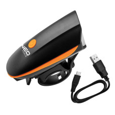 Neo Tools Bicycle light frontal, 250 lumens, 3W, USB, 1200mA•year, 3 lighting functions, IPX4 (91-004)