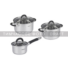 ARDESTO Cookware set Gemini Gemini Salerno, 6 pcs, stainless steel, silicone (AR1906S)
