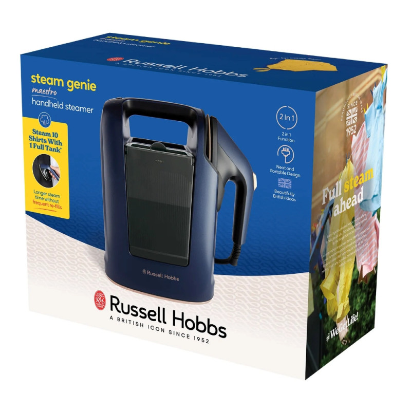 Russell Hobbs Russell Hobbs steamer Genie Maestro, 1700W, 750ml, steam boost -20g, vert. steaming, inox soleplate, blue (27600-56)