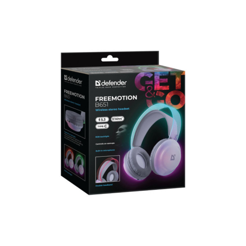 Наушники Defender FreeMotion B651 Bluetooth RGB White (63651)