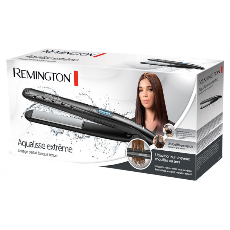 Remington Выпрямитель Aqualisse Extreme, 47Вт, темп.режимов-10, 140-230С, дисплей, керамика, черный (S7307)