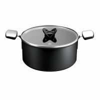 Tefal Casserole Tefal Excellence+, with lid, 24 cm, aluminum, glass, bakelite, black (G3284653)
