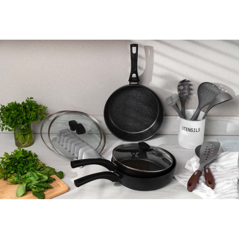 ARDESTO Deep Fry pan with lid Gemini Livorno, 24cm, aluminium, black (AR1224A)