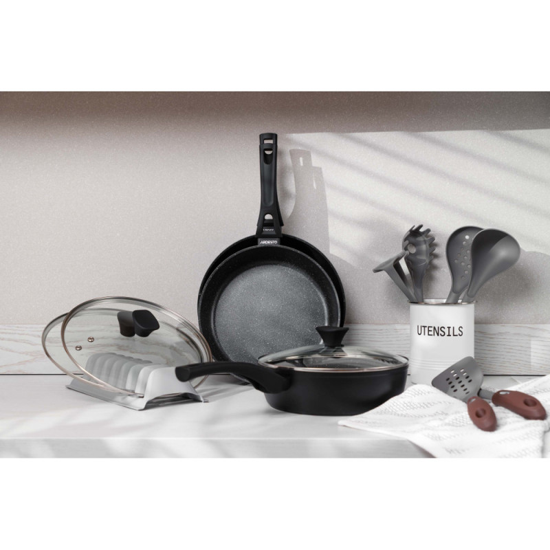 ARDESTO Deep Fry pan with lid Gemini Livorno, 24cm, aluminium, black (AR1224A)