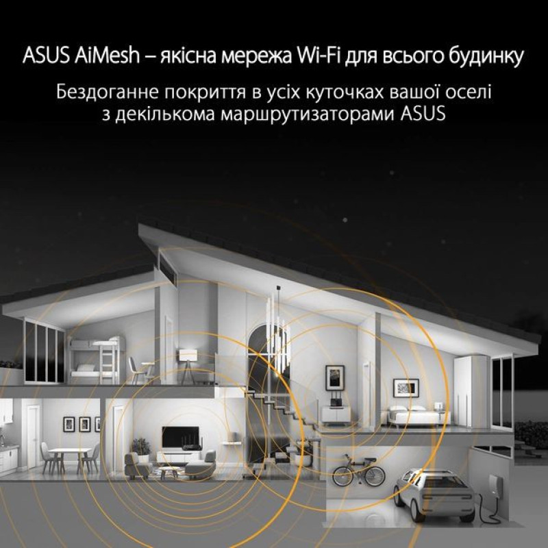ASUS Router TUF-AX6000 4xGE LAN 1x2.5GE LAN 1x2.5GE WAN 1xUSB3.2 MU-MIMO OFDMA MESH gaming AURA RGB (90IG07X0-MO3C00)