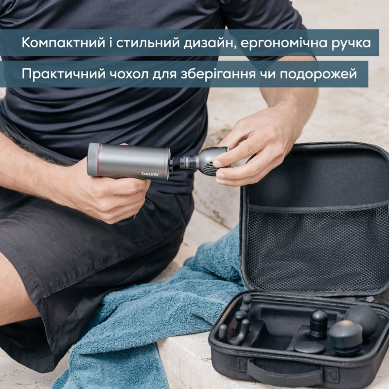 Beurer massager for body, Li-ion battery, 1,035kg, changeable cover, black (MG_195)