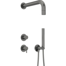 Deante Shower set Silia with mixer, shower head, hand shower, handle - concealed, titanium (NQS_D9XK)