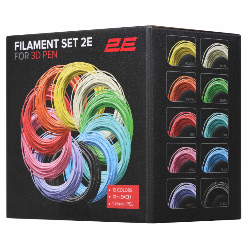 2E Filament set for 3D pen PCL (10 col*10 m) (2E-L-BH010)