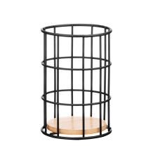 ARDESTO Cutlery stand Midori 11х11х17cm, metal, bamboo, black (AR0905B)
