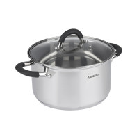 ARDESTO Casserole Gemini Salerno, glass lid, 2.3 l, gray silicone handles, stainless steel (AR1925CS)