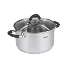 ARDESTO Casserole Gemini Salerno, glass lid, 2.3 l, gray silicone handles, stainless steel (AR1925CS)