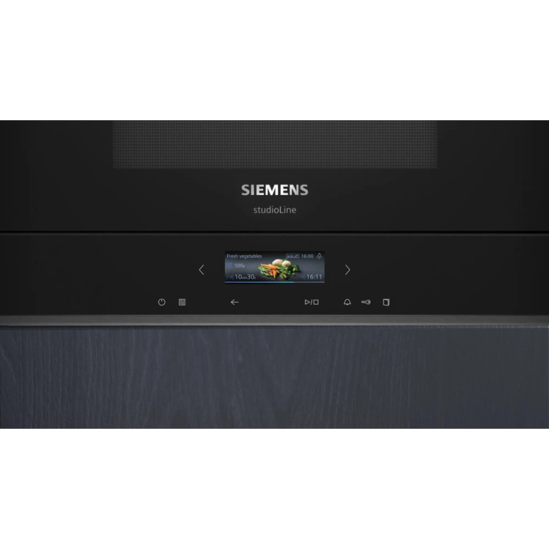 Siemens Microwave oven built-in, 21L, electronic control, 900W, grill, display, black (BE732R1B1)