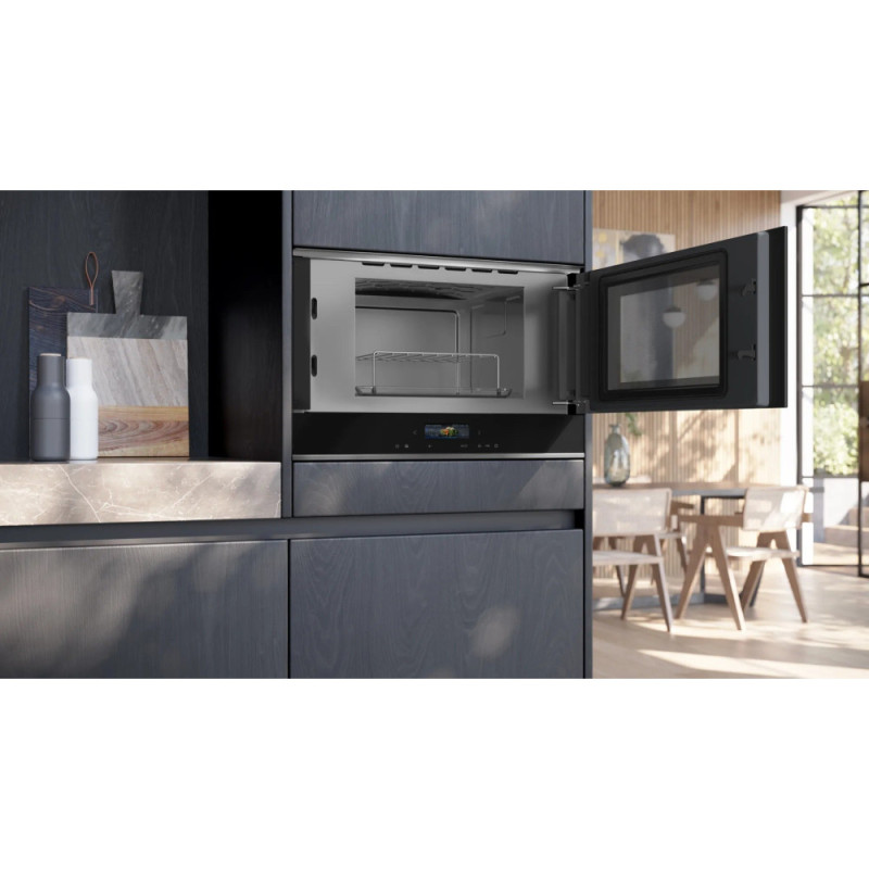 Siemens Microwave oven built-in, 21L, electronic control, 900W, grill, display, black (BE732R1B1)