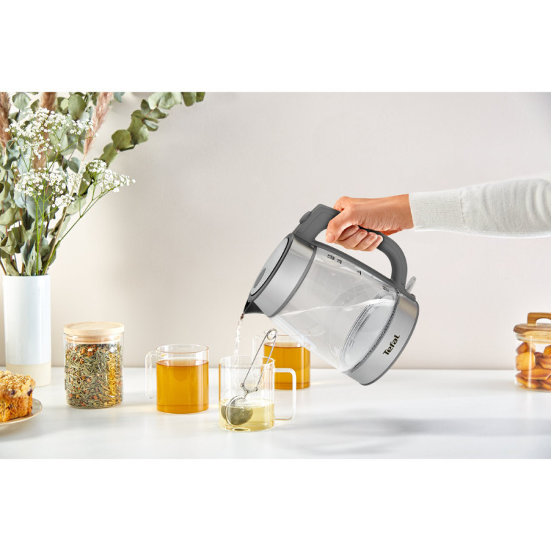 Tefal Electric kettle Glass Kettle, 1,7L, glass, grey (KI740B30)