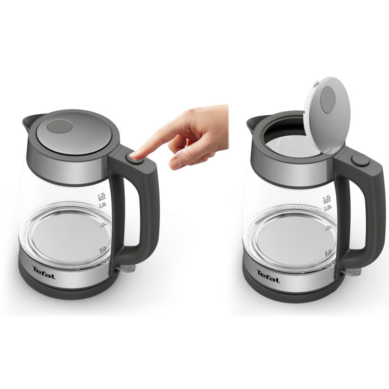 Tefal Electric kettle Glass Kettle, 1,7L, glass, grey (KI740B30)