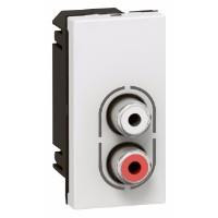 Legrand MOSAIC розетка аудио 2 RCA аудио + стерео, 1 модуль, белый (078753)