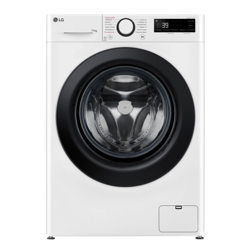 LG Пральна машина фронтальна, 11кг, 1400, A, 57см, дисплей, пара, інвертор, білий (F4Y5ES6W)