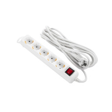 Сетевой удлинитель 2E 5XSchuko з вимикачем,5м, white (2E-U05ES15M5)