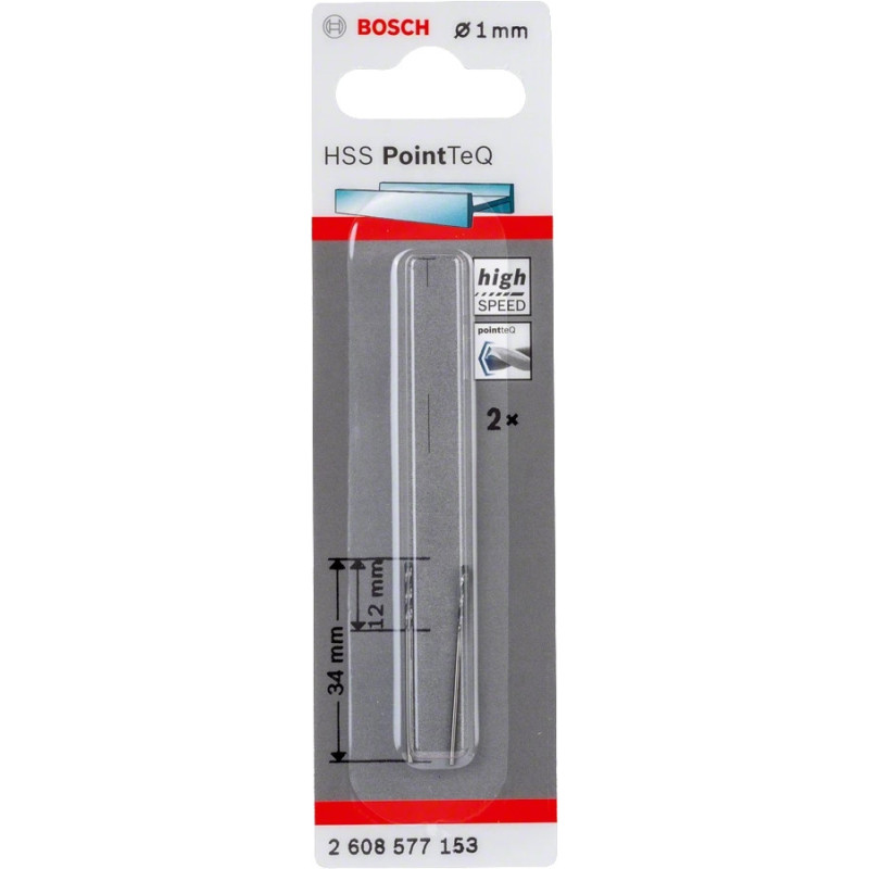 Bosch HSS-PointTeQ drills, 1x12x34mm, 2pcs (2.608.577.153)