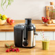 Moulinex centrifugal juicer Frutelia+, 400W, cake-0.95L, plastic, silver (JU420D10)