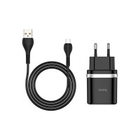 Зарядное устройство HOCO C12Q Smart USB QC3.0 + cable Micro 18W Black (6931474716279)