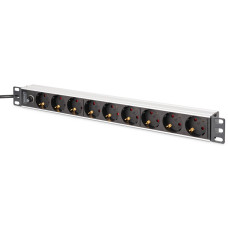Digitus Пристрій розподілу електроживлення DIGITUS 1U, 8xSchuko, 10A, 250V, запобіжник, вилка C14 (DN-95437)