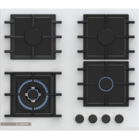 Bosch Bosch Hob gas on glass, 60cm, cast-iron, white (PNK6B2P40R)