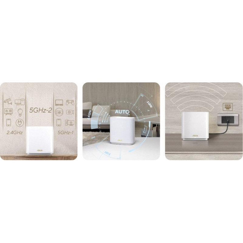 ASUS Маршрутизатор ZenWiFi XT9 1PK AX7800 3xGE LAN 1x2.5GE WAN 1xUSB 3.2 MU-MIMO OFDMA MESH white (90IG0740-MO3B60)