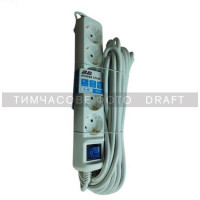 2E Power strip 5хType F, 3х1.5mm2, 16A, 10m, white (2E-U05ES15M10WH)