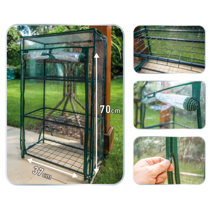Neo Tools Folding greenhouse 195x143x143, 4 shelves, PE film 135g, green (15-910)