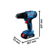 Bosch Cordless impact drill GSB 183-LI 18V 1x2A h 21-56Nm 374-1815rpm case 1.2kg (0.601.9K9.101)