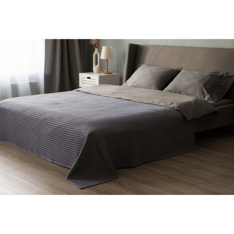 ARDESTO Pique blanket 220x230cm, 100% cotton, grey (ART0822PG)