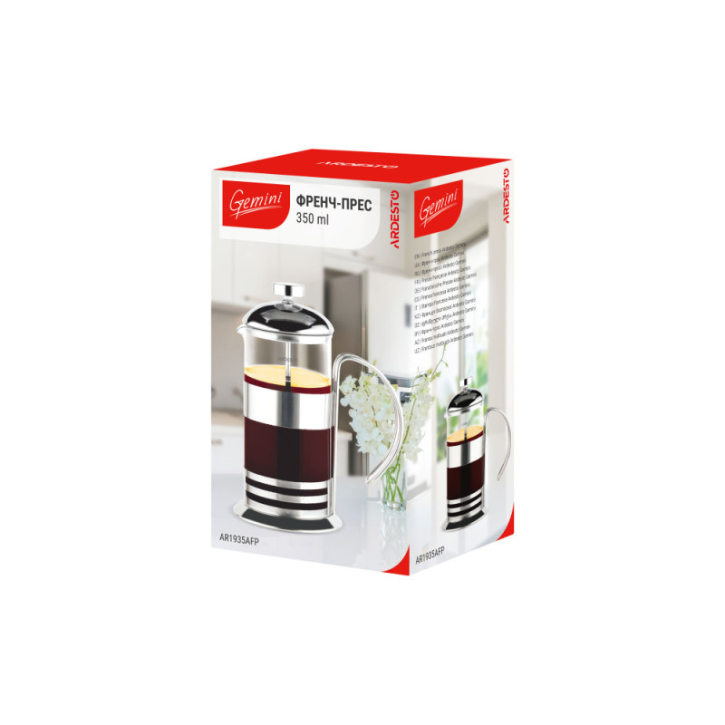 ARDESTO French press Gemini Asti, 350 ml, stainless steel, glass (AR1935AFP)