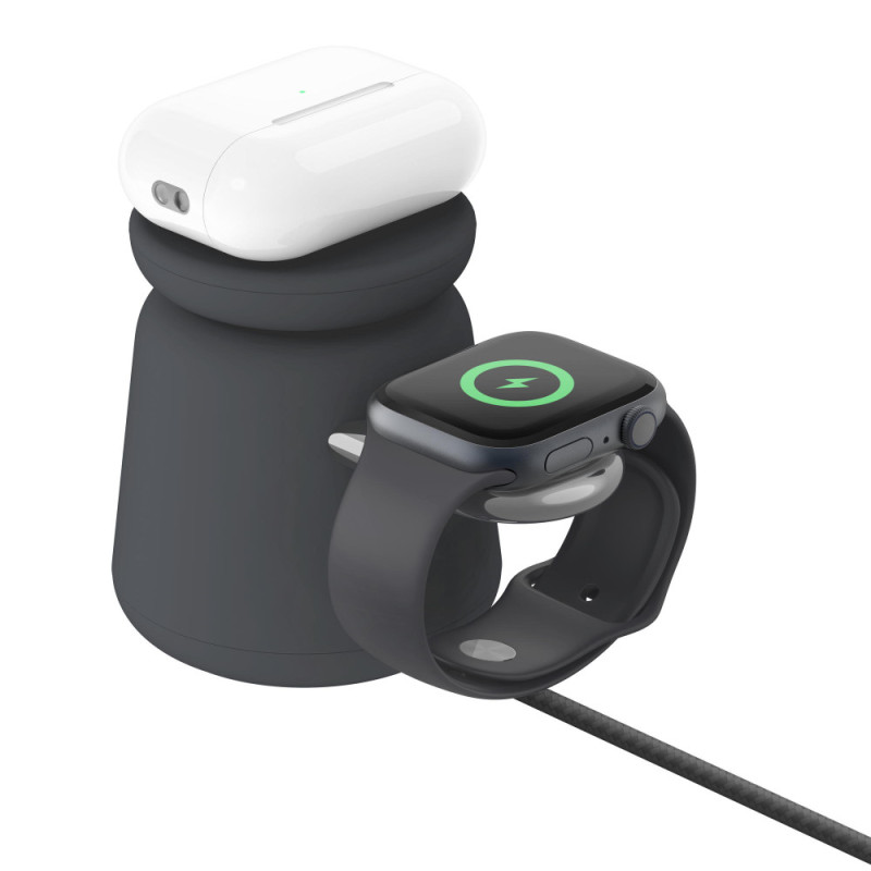 Belkin MagSafe 2-in-1 Wireless iPhone/Watch/AirPods, Charcoal Mass (WIZ020VFH36)