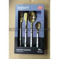 ARDESTO Cutlery set Gemini Marmo, 16pcs, stainless steel, plastic, golden-white (AR1916MWS)
