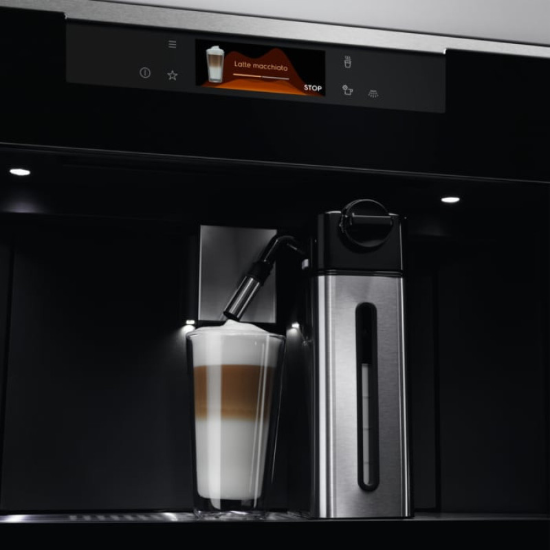 Electrolux Built-in coffee machine, 2.5 l, beans + ground coffee, automatic cappuccino, display, sensor control, backlight, black (KBC85X)