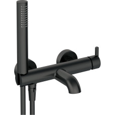 Deante Shower set Silia with bathtub mixer, hand shower, handle - wall-mounted, black (BQS_N11M)