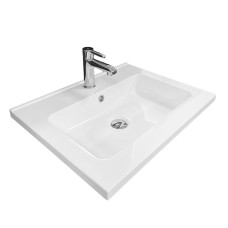 Adamant Sink, washbasin FLATE, artificial stone, rectang., with a hole for the mixer, with an overflow hole, 600х450х140mm, imposed, white (4824296206401)