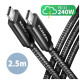 Дата кабель USB-C to USB-C 2.5m USB 2.0 PD 240W 5A black AXAGON (BUCM2-CM25AB)