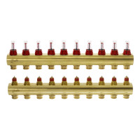 Danfoss Manifold FHF 10+10 with rotameters, brass (088U0530)