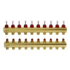 Danfoss Manifold FHF 10+10 with rotameters, brass (088U0530)