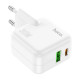 Зарядное устройство HOCO C111A Lucky 1xUSB-C PD30W + 1xUSB QC3.0 White (6931474790866)