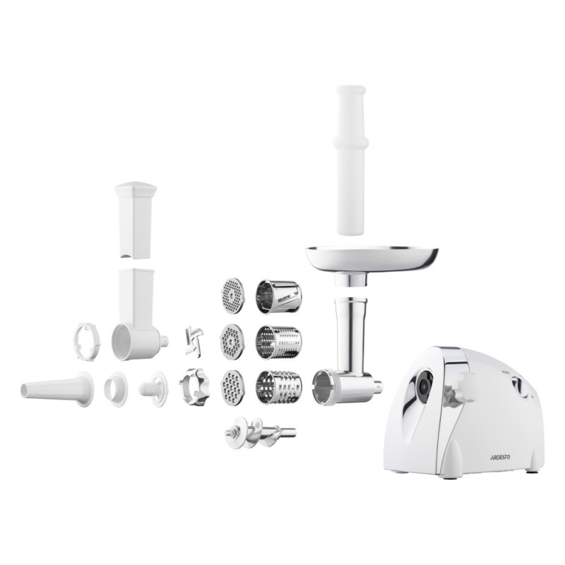 ARDESTO Meat grinder, 2000W, prod.-1.9kg/min, 3 cutting plates+for sausag.plates, 3 vegetable slicer, plastik, black-silver (MGA-2000W)
