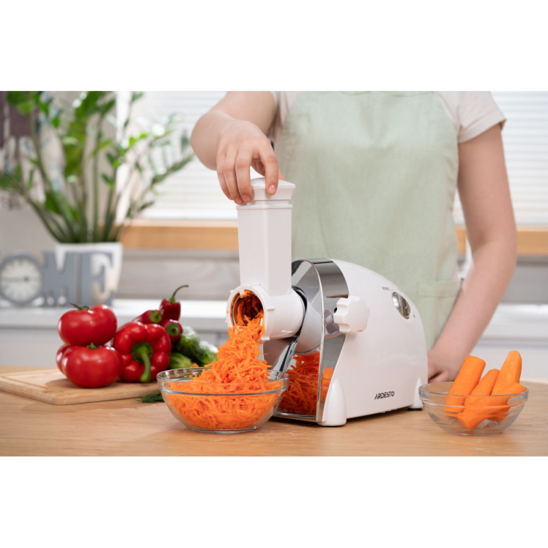 ARDESTO Meat grinder, 2000W, prod.-1.9kg/min, 3 cutting plates+for sausag.plates, 3 vegetable slicer, plastik, black-silver (MGA-2000W)