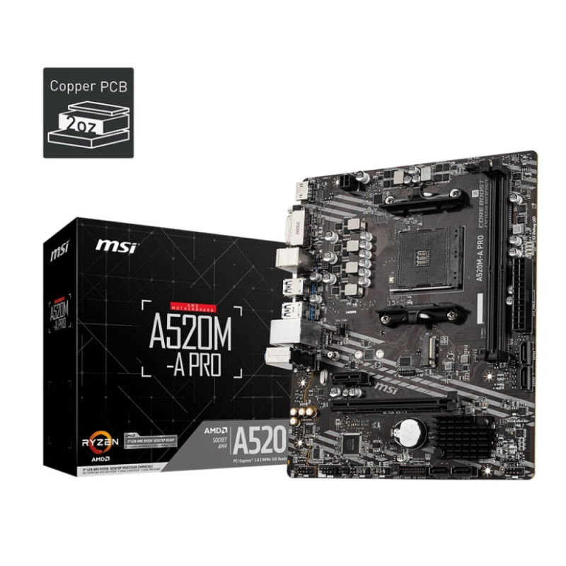 MSI Материнcкая плата A520M-A PRO sAM4 A520 2xDDR4 HDMI DVI M2 mATX