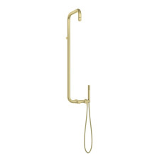 Deante Shower system Silia with mixer tap, shower - shower head, hand shower, handle - on a slide bar, brushed gold (NQS_R4XM)