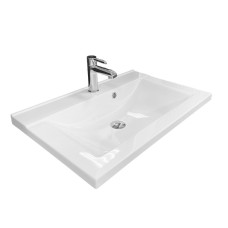 Adamant Sink, washbasin QUANTO, artificial stone, rectang., with a hole for the mixer, with an overflow hole, 700х447х140mm, imposed, white (4824296206201)