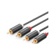 Кабель мультимедийный 2xRCA M to 2xRCA M 2.0m AV104 black Ugreen (10518)