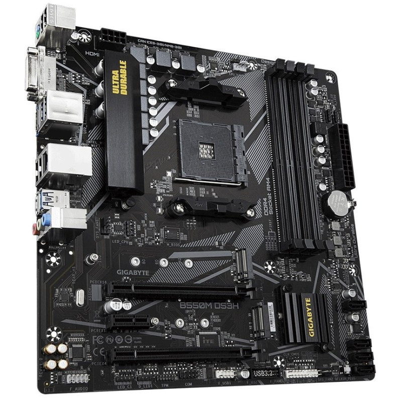 Gigabyte Материнская плата B550M DS3H sAM4 B550 4xDDR4 M.2 HDMI DVI mATX (B550M_DS3H)